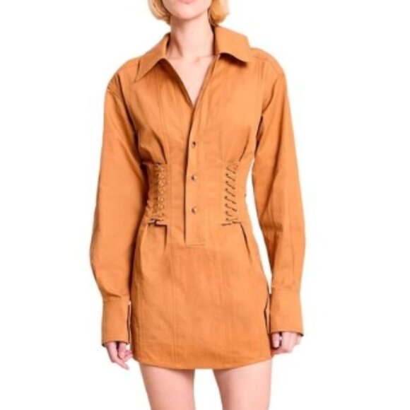 A.L.C. Paisley Lace Up Trim Shirt Dress - Picture 2 of 16